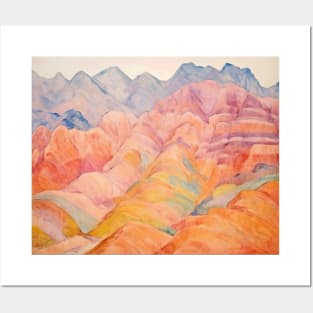 Rainbow Nature Mountains Boho Landscape Posters and Art